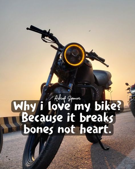 Tags: #ashrafspencer #bikequotes #bikelovequotes #bikelovers #quote. Dream Bike Quotes, Bike Quotes Feelings, Bike Lovers Quotes, Bike Captions Instagram, Bike Ride Quotes, Bike Riding Tips, Rider Quotes, Study Snaps, Car Rider