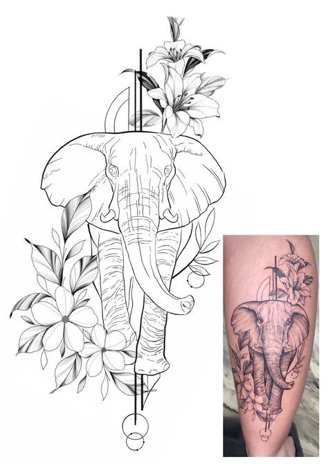 Elephant Tattoo Stencil, Cute Tattoo Ideas, Tattoo Artist Tattoo, P Tattoo, Stencil Outline, Skull Sleeve Tattoos, Elephant Tattoo Design, Cute Tattoo, Saved Tattoo