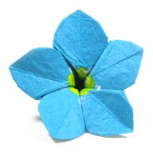 Origami forget-me-not. Check out the other origami flowers on this board too! Paper Flower Instructions, Paper Origami Flowers, Origami Flowers Tutorial, Origami Diagrams, Origami Ball, Crafts Origami, Folding Origami, Craftwork Cards, Forget Me Not Flower