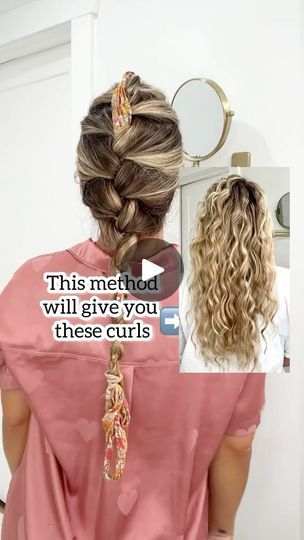 10K reactions · 805 shares | My favorite way to do heatless curls! You can experiment with a robe tie, hair scarf, curling rod, etc.! Let me know if this helps. Remember, you’re wrapping not French braiding.  - Hair oil: @livingproofinc  Scarf: @etsy  Pajamas: @nuuds | Lainey Ostrom | laineyostrom · Original audio Braid Heatless Curls, Korea Hair Color, Haircut Very Short, Teacher Hairstyles, Fall Sewing Patterns, Tie Hair Scarf, French Braiding, Hairstyles Wavy Hair, Hairstyle Generator