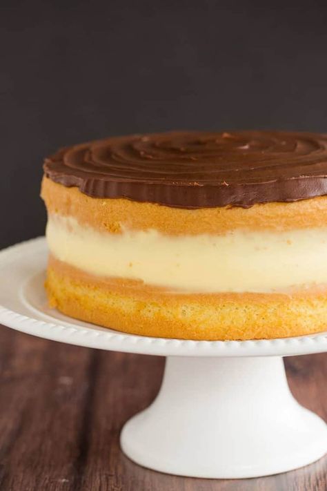 Boston Cream Pie Recipe, Boston Cream Cake, Best Birthday Cake Recipe, Homemade Pastry, Bolo Red Velvet, Boston Cream Pie, Cream Pie Recipes, Boston Cream, Homemade Pastries