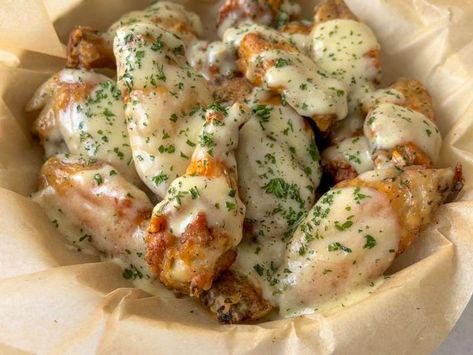 Easy Creamy Garlic Parmesan Chicken Wings Recipe - Whisk