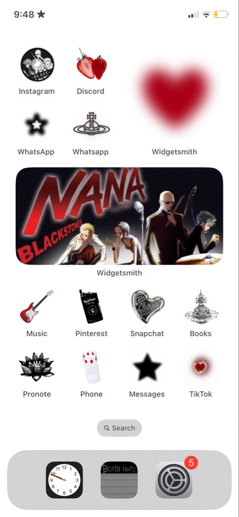 Nana Phone Icons, Punk Iphone Layout, Nana Themed Homescreen, Acubi Ios 16, Nana Ios Layout, Nana Iphone Layout, Nana Widget Icons, Nana App Icons, Nana Homescreen Layout