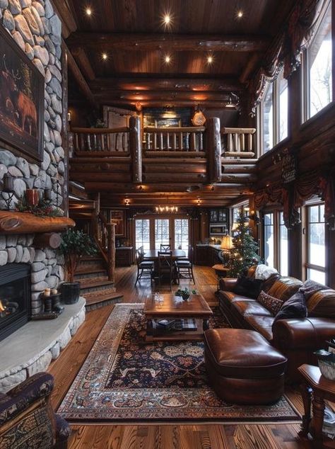 (20+) Facebook Interior Log Cabin, Timber Home Interiors, Mountain Homes Interiors, Log Cabin Interior, Log Home Interiors, Log Cabin Ideas, Wooden Cabins, Timber House, Log Cabins