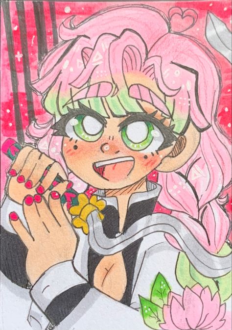 Kidcore Art Demon Slayer, Gummy Art Style, Mitsuri Drawing, Kidcore Art, Artist Trading Card, Really Cool Drawings, Indie Drawings, Anime Drawing Books, Kitty Drawing