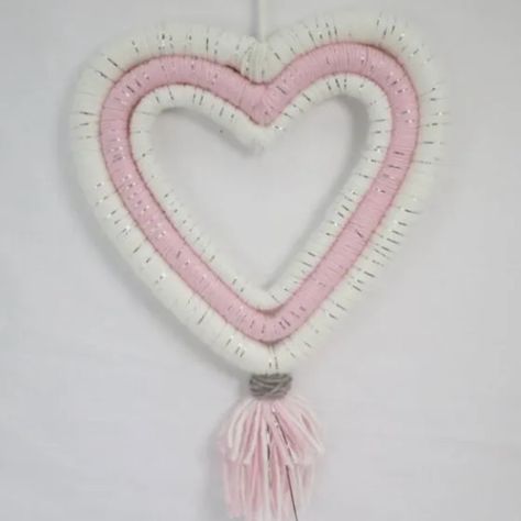 Spritz Wrapped Yarn Heart Wreath Valentines Love Wedding Pink Boho Farmhouse 12" Yarn Heart Wreath, Yarn Heart, Thankful Tree, Diy Valentine's Day Decorations, Hipster Glasses, Fan Decoration, Wedding Pink, Spring Bunny, Boho Farmhouse