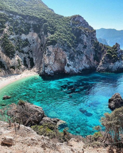 Corfu Beaches, Thailand Aesthetic, Summer Moodboard, Greek Beaches, Greece Beach, Corfu Island, Corfu Greece, Secret Beach, Crete Greece