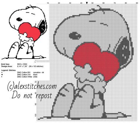 Snoopy with heart free cross stitch pattern small size - free cross stitch patterns by Alex Snoopy Graph, Snoopy Cross Stitch Pattern, Snoopy Cross Stitch, Snoopy Heart, Free Cross Stitch Pattern, Free Cross Stitch Patterns, Stitch Character, Holiday Cross Stitch, Small Cross Stitch