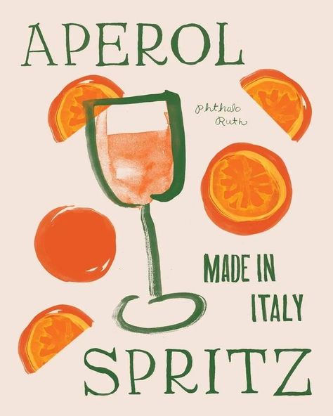 Phthalo Ruth, Spritz Art, Dorm Posters, Poster Designs, Aperol Spritz, Art Collage Wall, Art Posters, Joy And Happiness, B & B