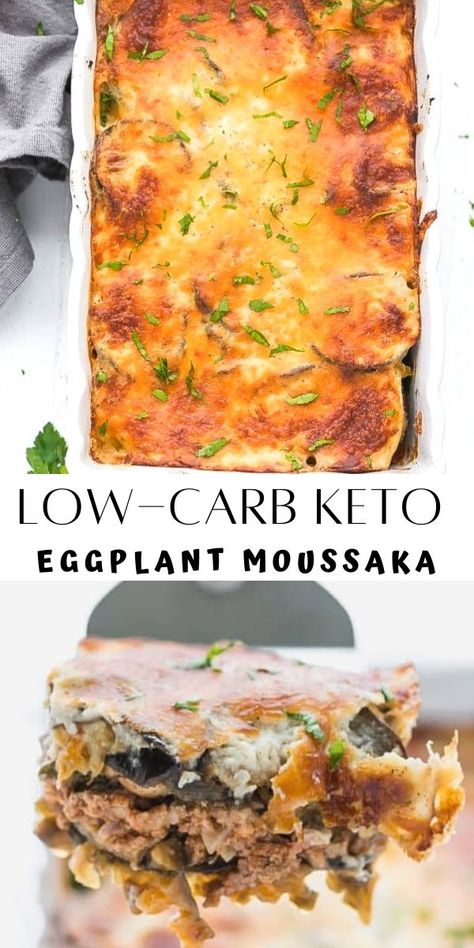 Eggplant Moussaka Recipe, Low Carb Eggplant Recipes, Recipes Using Italian Sausage, Keto Eggplant, Eggplant Moussaka, Moussaka Recipe, Lean And Green Meals, Eggplant Recipes, Low Carb Dinner