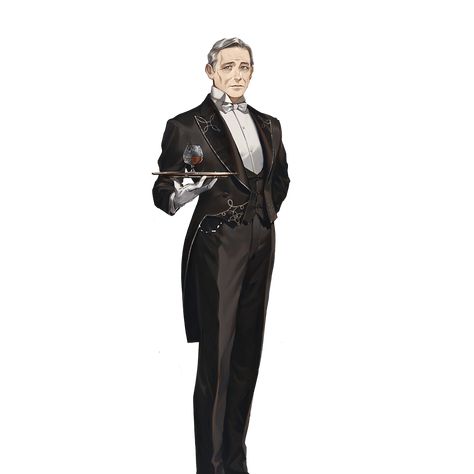 Butler Art Reference, Butler Pose Reference, Bartender Character Design, Butler Character Design, Butler Clothes, Butler Drawing, Butler Oc, Fancy Outfits, Photo Reference