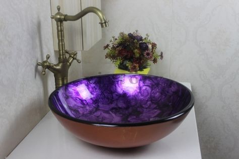 Purple Sink Bathroom, Pastors Office, Vintage Sink, Wolf Tattoo Sleeve, Purple Bathrooms, Healing Room, Home Themes, House Organisation, Purple Gems