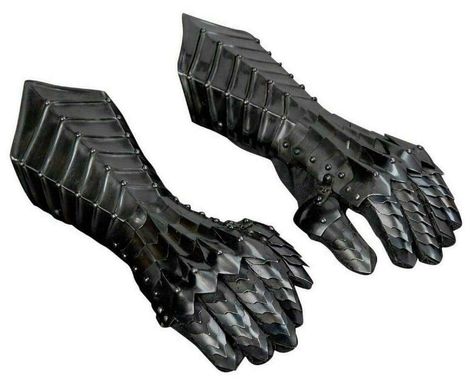 Gloves Illustration, Knight Gauntlet, Armor Gloves, Sca Armor, Metal Glove, Gauntlet Gloves, Black Cloak, Role Play Costume, Fantasy Role Playing