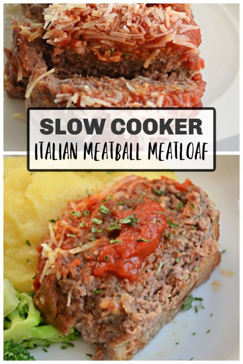 Slow Cooker Italian meatball Meatloaf Slow Cooker Meatloaf Recipes, Meatball Meatloaf, Slow Cooker Meatballs Italian, Italian Meatloaf Recipes, Moist Meatloaf, Crockpot Italian, Slow Cooker Italian, Italian Meatloaf, Slow Cooker Meatloaf