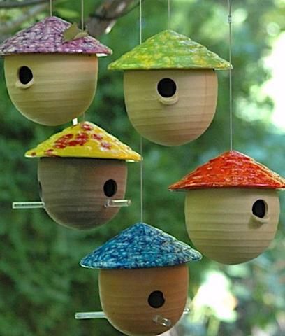 Fairies House, Ceramic Birdhouse, Clay Bird, نباتات منزلية, Gourds Birdhouse, Unique Bird Houses, Wild Bird Feeders, Bird Aviary, Decorative Bird Houses