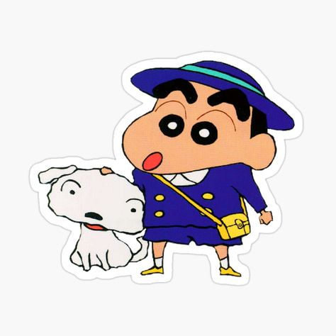 Get my art printed on awesome products. Support me at Redbubble #RBandME: https://www.redbubble.com/i/sticker/Shinchan-school-uniform-and-shiro-by-Sellystickers/63719718.JCQM3?asc=u Shin Chan, Vinyl Decal, For Sale, Design