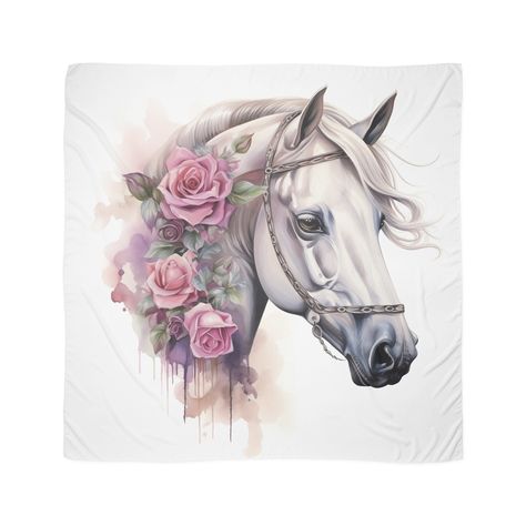 Microfiber polyester silky scarf with a slightly transparent effect. Vivid one side print, visible on the reverse. Inspired by my love of horses and flowers. Horses Tattoo, Horse Tattoo Design, Rose Scarf, Glamour Nails, Horse Tattoo, Silky Scarf, Classy Tattoos, Rainbow Fashion, Great Tattoos