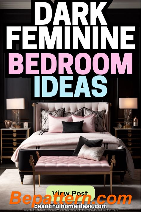 Midnight Muse: Dark Home Decor Trends for 2024
Bepattern.com Feminine Modern Bedroom, Moody Luxury Bedroom, Mom Bedroom Ideas Decor, Sophisticated Bedroom Women, Dark Feminine Bedroom Aesthetic, Feminine Bedroom Aesthetic, Decorating Ideas For The Bedroom, Pink And Black Bedroom Ideas, Feminine Bedrooms