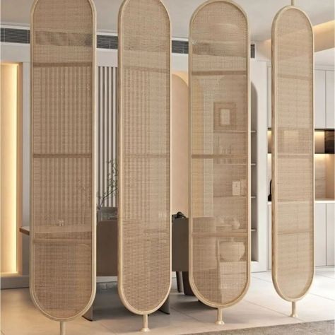 Rattan Cane Webbing Partition Designs . . . . #furnituredesign #partitiondesign #rattanfurniture #woodface #interiordesignuk #homeinterior Rattan Partition Design, Cane Partition, Rattan Partition, Partition Designs, Cane Webbing, Rattan Cane, Space Dividers, Interior Desig, Workshop Design