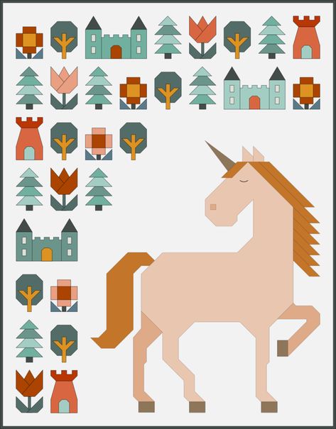 Unicorn Quilt Pattern, Dragon Quilts, Picture Blocks, Unicorn Garden, Crib Quilt Pattern, Unicorn Quilt, Dragon Quilt, Future Inspiration, Horse Quilt