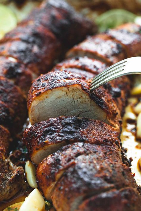 Crispy on the outside, juicy and tender on the inside, and amazing flavors make this the BEST baked pork tenderloin! Best Pork Tenderloin Recipe, Bbq Pork Tenderloin, Baked Pork Tenderloin, Spring Cottage, Grilled Pork Tenderloin, Tasty Meat, Pork Dinner, Tenderloin Recipes, Baked Pork