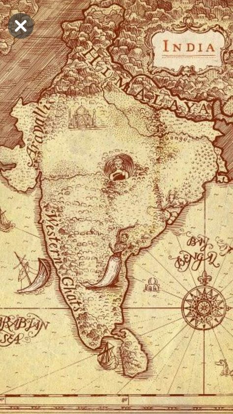 Ganesha Aesthetic, Maps Aesthetic, Shri Mataji, Sahaja Yoga, India Map, Ganesh Art, Vintage India, History Of India, Ancient Maps