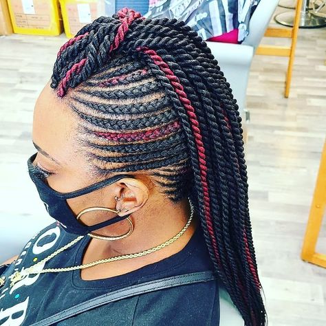 Mohawk Braid For Black Women, Braid For Black Women, Braids 2023, Mohawk Braid Styles, Feeding Braids, Crochet Mohawk, Cornrow Mohawk, Braids Designs, Cornrow Updo