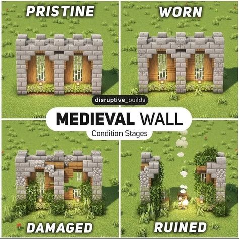 Kingdom Walls Minecraft, Castle Wall Design Minecraft, Deepslate Wall Ideas Minecraft, Grave Yard Minecraft, Minecraft Wall Designs Exterior, Minecraft Medieval Wall, Wall Ideas Minecraft, Disruptive Builds, Minecraft Wells Designs