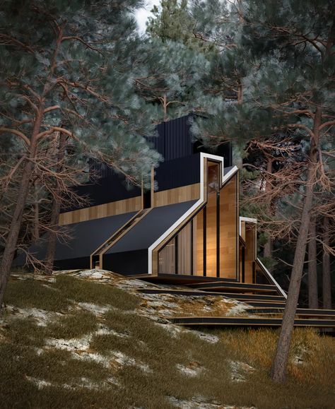 Glass house design by Alex Nerovnya is all about forest living - Curbed Glass House Design, Loft Interior, Design Hotel, Architect House, Cabin Design, Forest House, Home Icon, Glass House, Architecture Project