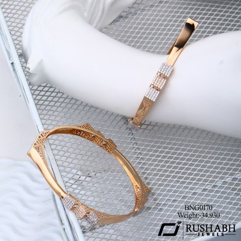 Gold Kadli Designs, Gold Bangles Design Modern, Birth Photoshoot, Rose Gold Bangles, Modern Bangle, Unique Gold Jewelry Designs, Gold Bangles For Women, Diamond Bangles, Diamond Bracelet Design