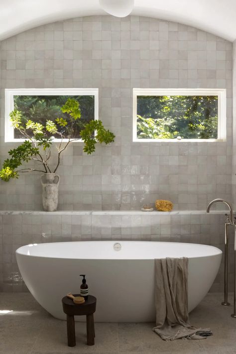 We've rounded up 8 of the best bathroom designs that perfect the #quietluxury trend – the perfect way to offer a sense of spa-like sanctuary. (Image credit: Jenn Verrier. Design: Lorla Studio) Bathroom With Freestanding Tub, Spanish Style Architecture, Natural Bathroom, Bathroom Transformation, Lighting Plan, Forest Hills, Freestanding Tub, Studio Interior, Bathroom Spa