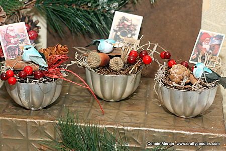 crafty goodies: Try It Tuesday~ vintage jello molds re-purposed! Try It Tuesday, Vintage Jello, Vintage Jello Molds, Tart Tins, Vintage Christmas Crafts, Jello Mold, Jello Molds, Fun Christmas Crafts, Scrapbooking Cards