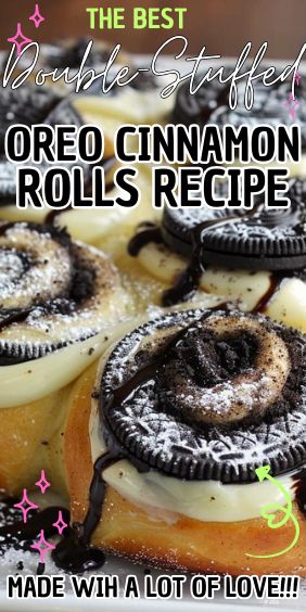 Double-Stuffed Oreo Cinnamon Rolls Oreo Cinnamon Rolls, Oreo Sweet Rolls, Oreo Cinnamon Rolls Pillsbury, Oreo Stuffed Cinnamon Rolls, Different Flavor Cinnamon Rolls, Oreo Cream Cheese Frosting, Boujee Cinnamon Rolls, Oreo Cream, Quick Healthy Snacks