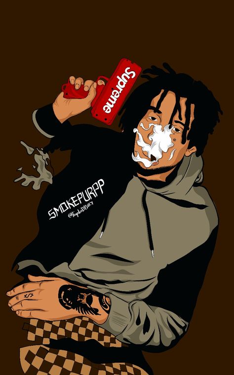 Smokepurpp cartoon art Lil purp with supreme money gun art by @trapkiidbilly #trapkiidbilly Cartoon Trap Art, Trill Cartoon, Gangsta Rapper, Artist Wallpaper, Supreme Art, Trap Art, Arte Do Hip Hop, Rapper Wallpaper Iphone, Trill Art