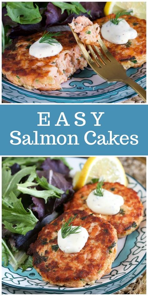 Easy Salmon Cakes, Cakes With Lemon, Salmon Cakes Recipe, Best Fish Recipes, Tilapia Fish Recipes, Lemon Dill Sauce, Fish Recipes Baked, Garlic Butter Salmon, Salmon Patties Recipe