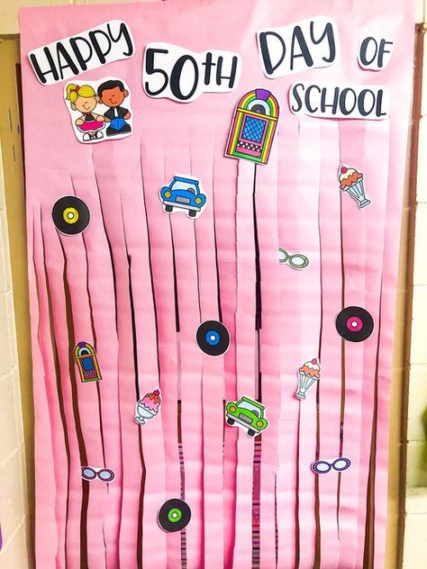 50th Day Of School Kindergarten, 50s Day At School, 50th Day Of School, Kindergarten Clipart, School Photo Frames, Kindergarten Decorations, October Activities, School Door Decorations, Number 50