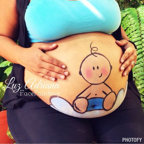 Belly Painting Pregnant Boy, Belly Painting Pregnant, Surprise Pictures, Belly Paint, Pregnant Belly Painting, Belly Art, Pregnancy Art, Baby Inside, Belly Painting