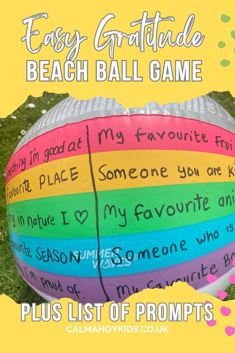 The Gratitude Beach Ball Game is a fun and interactive way to teach children about the importance of gratitude while keeping them engaged and active. Beach Ball Sight Word Game, Beach Ball Ice Breaker Questions, Ice Breaker Questions For Kids, Gratitude Activity, Beach Ball Games, Community Building Activities, Indoor Beach, Gratitude Activities, Kindness Activities