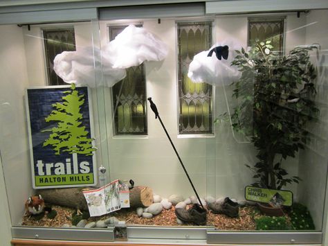 Spring is finally here! Spend some time outdoors by hiking the trails surrounding Halton Hills. Spring Window Display, Display Visual Merchandising, Plan Garage, Decoration Vitrine, Summer Window, Go Fly A Kite, Store Window Display, Spring Window, Retail Windows