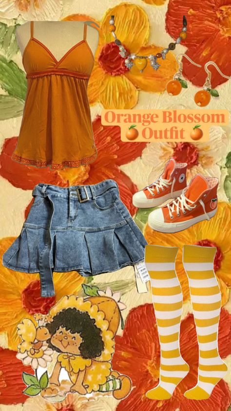 Outfit inspired by Orange Blossom from Strawberry Shortcake Blossom Costumes, Strawberry Shortcake Outfits, Strawberry Shortcake Costume, Cute Group Halloween Costumes, Strawberry Shortcake Characters, Princess Halloween Costume, Cute Christmas Outfits, Halloween Fairy, Character Inspired Outfits