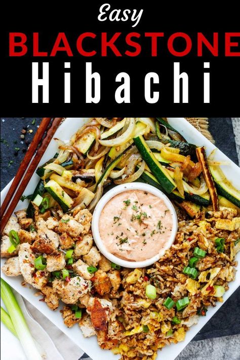 Get ready to bring the irresistible savory-sweet appeal of a Hibachi steakhouse right into your own kitchen with this Blackstone Hibachi Chicken recipe! With tender chicken and veggies, perfectly seasoned and seared to perfection on the powerful heat of a Blackstone flat-top griddle, it is a crave-worthy meal you will make again and again. I’ll show you how to recreate the whole Hibachi experience at home, complete with the fun of cooking outdoors. Blackstone Habatchi Recipe, Blackstone Habatchi, Dinner On Flat Top Grill, Hibachi Veggies On Blackstone, Chicken Habatchi Blackstone, Blackstone Habatchi Vegetables, Hibachi Chicken Fried Rice On Blackstone Griddle, Easy Hibachi Recipes Blackstone, Blackstone Grill Recipes Hibachi Steak And Chicken