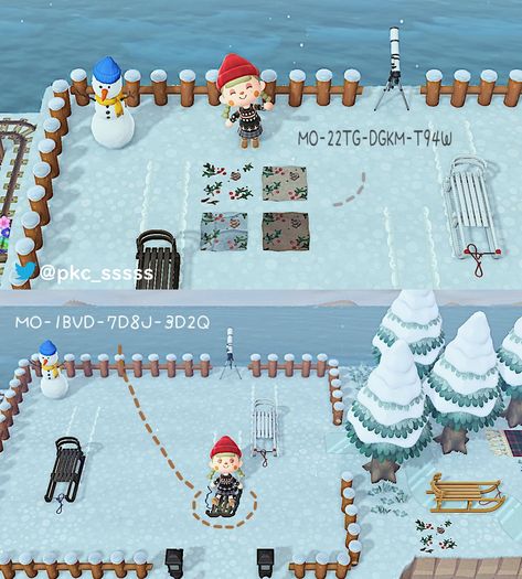 Looking for more designs? Need help finding your dream design? Join Animal Crossing: Island Design for 1000+ organized designs: https://discord.gg/8avKM8T #animal crossing #ACNH #ACNHDesigns #sled #holly #leaves #animalcrossingwinterdesigns #animalcrossingchristmasdesigns #winter #christmas #snow Acnh Snow, Animal Crossing Island Design, Christmas Acnh, Acnh Christmas Code, Acnh Winter, Acnh Christmas, Animal Crossing Leaf, Winter Sleds, Acnh Inspiration