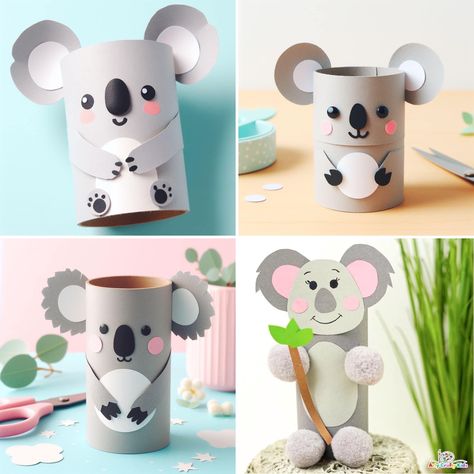 Toilet Paper Roll Crafts Animals, Loo Roll Crafts, Koala Craft, Toilet Paper Crafts, Classroom Art Projects, Bible School Crafts, Kids Crafting, Animal Crafts For Kids, Toilet Paper Roll Crafts