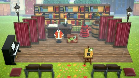 Animal Crossing Stage Design, Acnh Stage Design Code, Acnh Stage, Acnh Concert Stage, Animal Crossing Stage, Animal Crossing Music Studio, Animal Crossing Music Room, Volleyball Drawing, Cottage Core