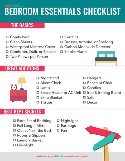 The Airbnb Host's Essential Bedroom Checklist Furniture Checklist, Bedroom Checklist, Airbnb Checklist, New Home Essentials, Essentials Checklist, New Home Checklist, First Apartment Checklist, Apartment Checklist, Airbnb House