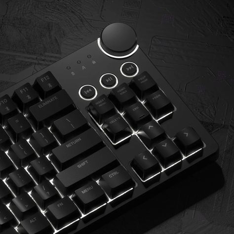 Mechanical RGB keyboard for creators comes with its own multimedia keys and a neat jogdial - Yanko Design Mechanical Keyboard Design, Keyboard Art, Mechanical Computer, Keyboard Caps, Unique Keyboards, Custom Mechanical Keyboard, Keyboard Design, Rgb Keyboard, Diary Design