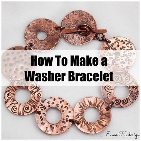 washer Metal Stamped Jewelry Diy, Diy Washer Necklace, Washer Crafts, Copper Jewelry Diy, Washer Bracelet, Washer Jewelry, Jewelry Making Business, Diy Beading, Metal Stamped Jewelry