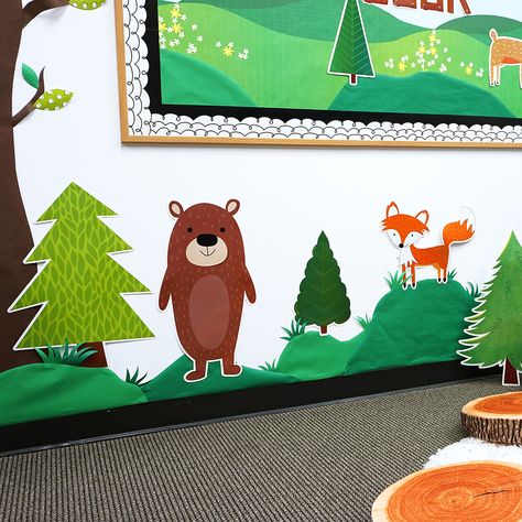 Today is #NationalLoveATreeDay! We love all the trees, especially those featured in our Woodland Friends collection! Forest Theme Door Decoration, Woodland Bulletin Board Ideas, Forest Preschool Theme Classroom Decor, Woodland Display Classroom, Woodland Classroom, Woodland Birthday Board Classroom, Woodland Classroom Theme, Forest Friends Classroom Theme, Woodland Friends Classroom