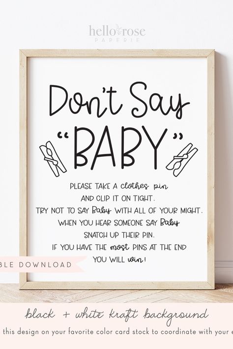 Close Pin Baby Shower Game, Baby Shower Pin Game, Clothes Pin Game For Baby Shower Boy, Design A Onesie Baby Shower Game, Baby Shower Game Signs Free Printable, Table Baby Shower Games, Don't Say Baby Game Sign Printable Free, Clothes Pin Baby Shower Game, Baby Shower Memory Ideas