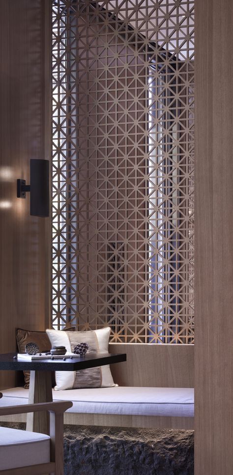 Aman Hotel Interior, Wall Screen Design, Designer Living Rooms, Jali Designs, Jali Design, Room Designer, Room Design Modern, Dream Hotels, Divider Design